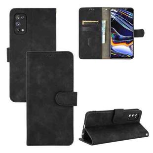 For OPPO Realme 7 Pro Solid Color Skin Feel Magnetic Buckle Horizontal Flip Calf Texture PU Leather Case with Holder & Card Slots & Wallet(Black)