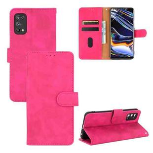 For OPPO Realme 7 Pro Solid Color Skin Feel Magnetic Buckle Horizontal Flip Calf Texture PU Leather Case with Holder & Card Slots & Wallet(Rose Red)