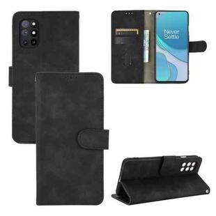 For OnePlus 8T Solid Color Skin Feel Magnetic Buckle Horizontal Flip Calf Texture PU Leather Case with Holder & Card Slots & Wallet(Black)