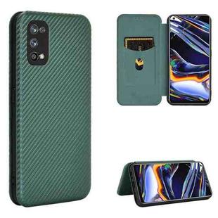 For OPPO Realme 7 Pro Carbon Fiber Texture Horizontal Flip TPU + PC + PU Leather Case with Card Slot(Green)