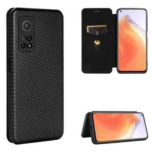 For Xiaomi Mi 10T Carbon Fiber Texture Horizontal Flip TPU + PC + PU Leather Case with Card Slot(Black)