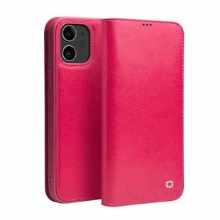 For iPhone 12 / 12 Pro QIALINO Horizontal Flip Leather Case with Holder & Card Slots & Wallet(Rose Red)