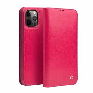 QIALINO Horizontal Flip Leather Case with Holder & Card Slots & Wallet For iPhone 12 Pro Max(Rose Red)