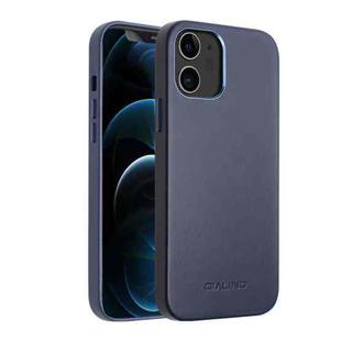 For iPhone 12 / 12 Pro QIALINO Shockproof Cowhide Leather Protective Case(Blue)