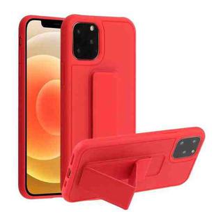 For iPhone 12 mini Shockproof PC + TPU Protective Case with Wristband & Holder (Red)