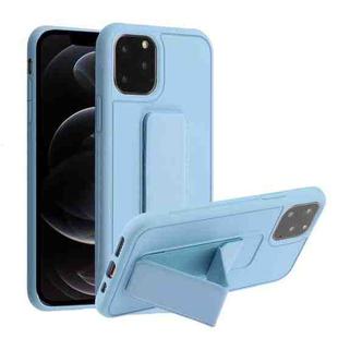 For iPhone 12 / 12 Pro Shockproof PC + TPU Protective Case with Wristband & Holder(Light Blue)