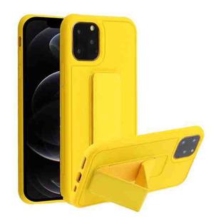 For iPhone 12 / 12 Pro Shockproof PC + TPU Protective Case with Wristband & Holder(Yellow)