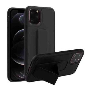 For iPhone 12 / 12 Pro Shockproof PC + TPU Protective Case with Wristband & Holder(Black)