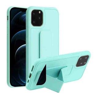 For iPhone 12 Pro Max Shockproof PC + TPU Protective Case with Wristband & Holder(Mint Green)