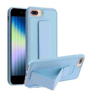 For iPhone SE 2022 / SE 2020 / 8 / 7 Shockproof PC + TPU Protective Case with Wristband & Holder(Light Blue)