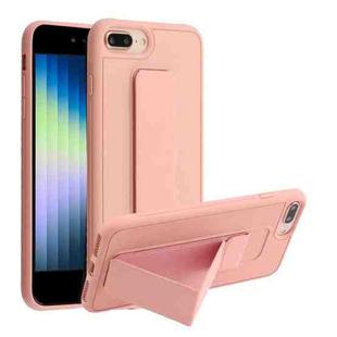 For iPhone SE 2022 / SE 2020 / 8 / 7 Shockproof PC + TPU Protective Case with Wristband & Holder(Pink)