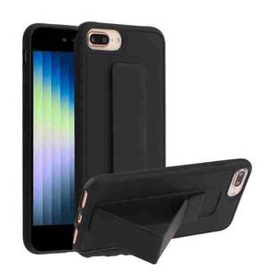 For iPhone SE 2022 / SE 2020 / 8 / 7 Shockproof PC + TPU Protective Case with Wristband & Holder(Black)