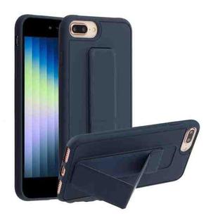 For iPhone SE 2022 / SE 2020 / 8 / 7 Shockproof PC + TPU Protective Case with Wristband & Holder(Dark Blue)