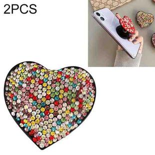2 PCS Universal Love Flash Diamond Phone Folding Stand Ring Holder(Rainbow)