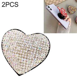 2 PCS Universal Love Flash Diamond Phone Folding Stand Ring Holder(White)