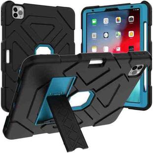 LT-T Contrast Color Shockproof Silicone + PC Protective Case with Holder For iPad Air 2022 / 2020 10.9(Black Blue)