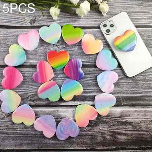 5 PCS Universal Heart-shaped Gradient Painted Phone Airbag Folding Stand Ring Holder, Random Color Delivery