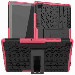 For Samsung Galaxy Tab A7 (2020) T500/T505 Tire Texture TPU+PC Shockproof Case with Holder(Pink)