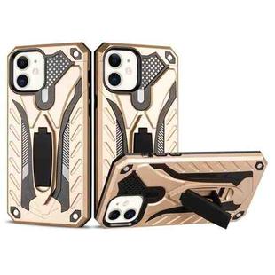 Shockproof TPU + PC Protective Case with Holder For iPhone 12 mini(Gold)