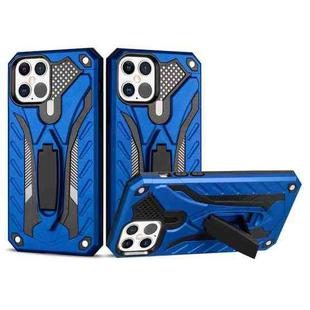 For iPhone 12 / 12 Pro Shockproof TPU + PC Protective Case with Holder(Blue)