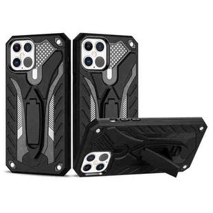 For iPhone 12 / 12 Pro Shockproof TPU + PC Protective Case with Holder(Black)