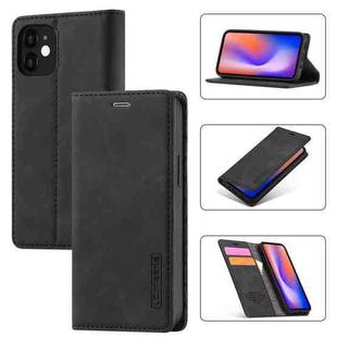 For iPhone 12 mini LC.IMEEKE Strong Magnetism Ultra-thin Horizontal Flip Shockproof Matte TPU + PU Leather Case with Holder & Card Slots & Wallet (Black)