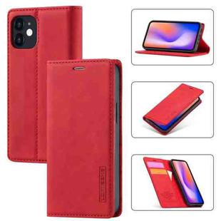 For iPhone 12 mini LC.IMEEKE Strong Magnetism Ultra-thin Horizontal Flip Shockproof Matte TPU + PU Leather Case with Holder & Card Slots & Wallet (Red)