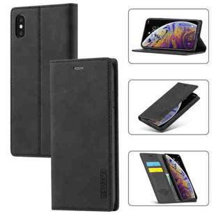 For iPhone XS Max LC.IMEEKE Strong Magnetism Ultra-thin Horizontal Flip Shockproof Matte TPU + PU Leather Case with Holder & Card Slots & Wallet(Black)