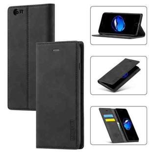 LC.IMEEKE Strong Magnetism Ultra-thin Horizontal Flip Shockproof Matte TPU + PU Leather Case with Holder & Card Slots & Wallet For iPhone 6 / 6s(Black)