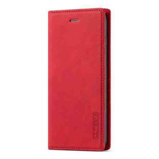 LC.IMEEKE Strong Magnetism Ultra-thin Horizontal Flip Shockproof Matte TPU + PU Leather Case with Holder & Card Slots & Wallet For iPhone 6 / 6s(Red)