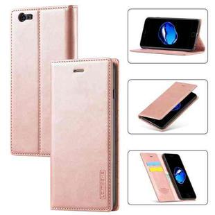 LC.IMEEKE Strong Magnetism Ultra-thin Horizontal Flip Shockproof Matte TPU + PU Leather Case with Holder & Card Slots & Wallet For iPhone 6 / 6s(Rose Gold)