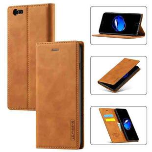 LC.IMEEKE Strong Magnetism Ultra-thin Horizontal Flip Shockproof Matte TPU + PU Leather Case with Holder & Card Slots & Wallet For iPhone 6 / 6s(Brown)