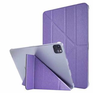 Silk Texture Horizontal Deformation Flip Leather Case with Three-folding Holder For iPad Air 2022 / 2020 10.9(Purple)