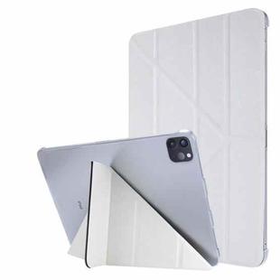 Silk Texture Horizontal Deformation Flip Leather Case with Three-folding Holder For iPad Air 2022 / 2020 10.9(White)