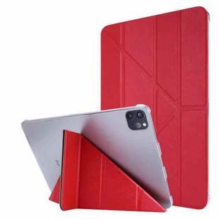 Silk Texture Horizontal Deformation Flip Leather Case with Three-folding Holder For iPad Air 2022 / 2020 10.9(Red)