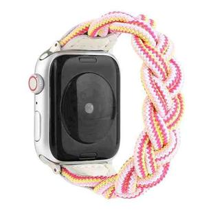 Elastic Woven Watch Band For Apple Watch Series 8&7 41mm / SE 2&6&SE&5&4 40mm / 3&2&1 38mm, Length:130mm(Rose Red Pink)