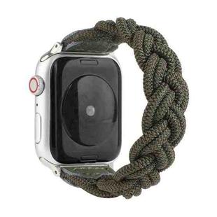 Elastic Woven Watch Band For Apple Watch Series 7 41mm / 6 & SE & 5 & 4 40mm / 3 & 2 & 1 38mm, Length:150mm(Dark Green)