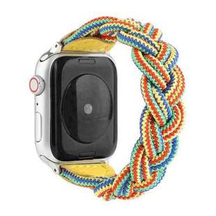 Elastic Woven Watch Band For Apple Watch Series 8&7 41mm / SE 2&6&SE&5&4 40mm / 3&2&1 38mm, Length:160mm(Yellow Green Orange)