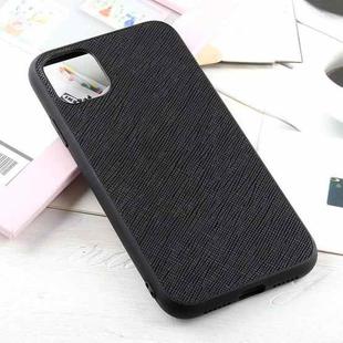 For iPhone 12 / 12 Pro Hella Cross Texture Genuine Leather Protective Case(Black)