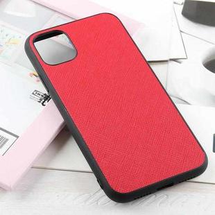 For iPhone 12 / 12 Pro Hella Cross Texture Genuine Leather Protective Case(Red)