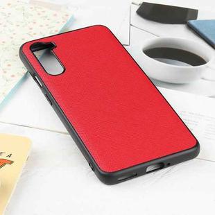 Hella Cross Texture Genuine Leather Protective Case For OnePlus Nord(Red)