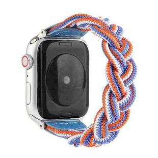 Elastic Woven Watch Band For Apple Watch Ultra 49mm&Watch Ultra 2 49mm / Series 9&8&7 45mm / SE 3&SE 2&6&SE&5&4 44mm / 3&2&1 42mm, Length:120mm(Blue White Orange)