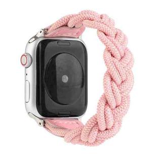 Elastic Woven Watch Band For Apple Watch Ultra 49mm / Series 8&7 45mm / SE 2&6&SE&5&4 44mm / 3&2&1 42mm, Length:130mm(Pink)