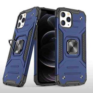 For iPhone 12 / 12 Pro Magnetic Armor Shockproof TPU + PC Case with Metal Ring Holder(Blue)
