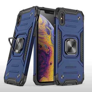 For iPhone X / XS Magnetic Armor Shockproof TPU + PC Case with Metal Ring Holder(Blue)