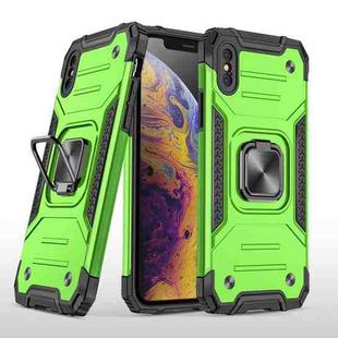 For iPhone X / XS Magnetic Armor Shockproof TPU + PC Case with Metal Ring Holder(Green)