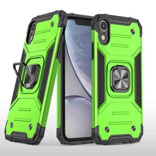 For iPhone XR Magnetic Armor Shockproof TPU + PC Case with Metal Ring Holder(Green)