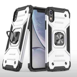 For iPhone XR Magnetic Armor Shockproof TPU + PC Case with Metal Ring Holder(Silver)