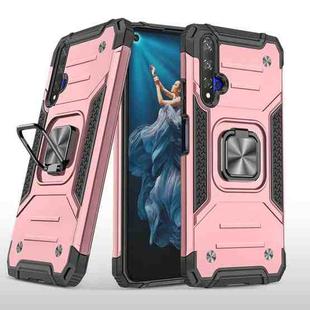 For Huawei Honor 20 Magnetic Armor Shockproof TPU + PC Case with Metal Ring Holder(Rose Gold)