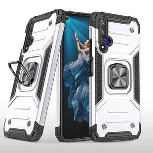 For Huawei Honor 20 Magnetic Armor Shockproof TPU + PC Case with Metal Ring Holder(Silver)
